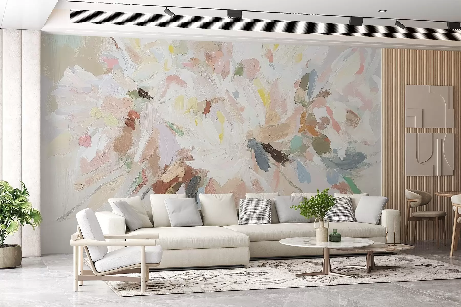 murais de parede Flores abstratas delicadas em estilo de pintura a óleo w03579