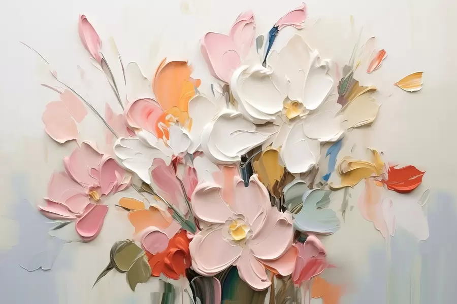 murais de parede Flores volumétricas abstratas em estilo de pintura a óleo w03582