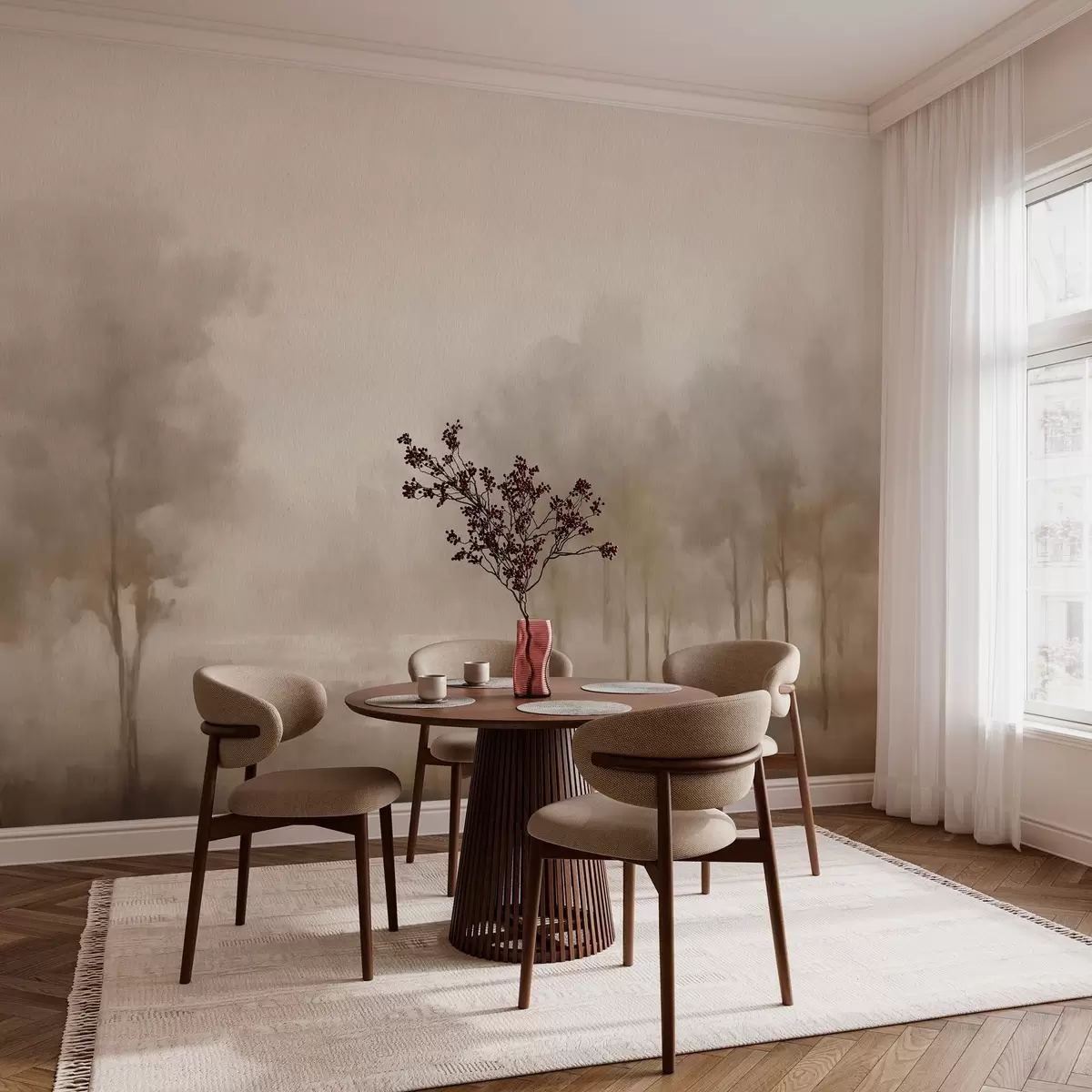 murais de parede Floresta abstrata com efeito sépia w03596