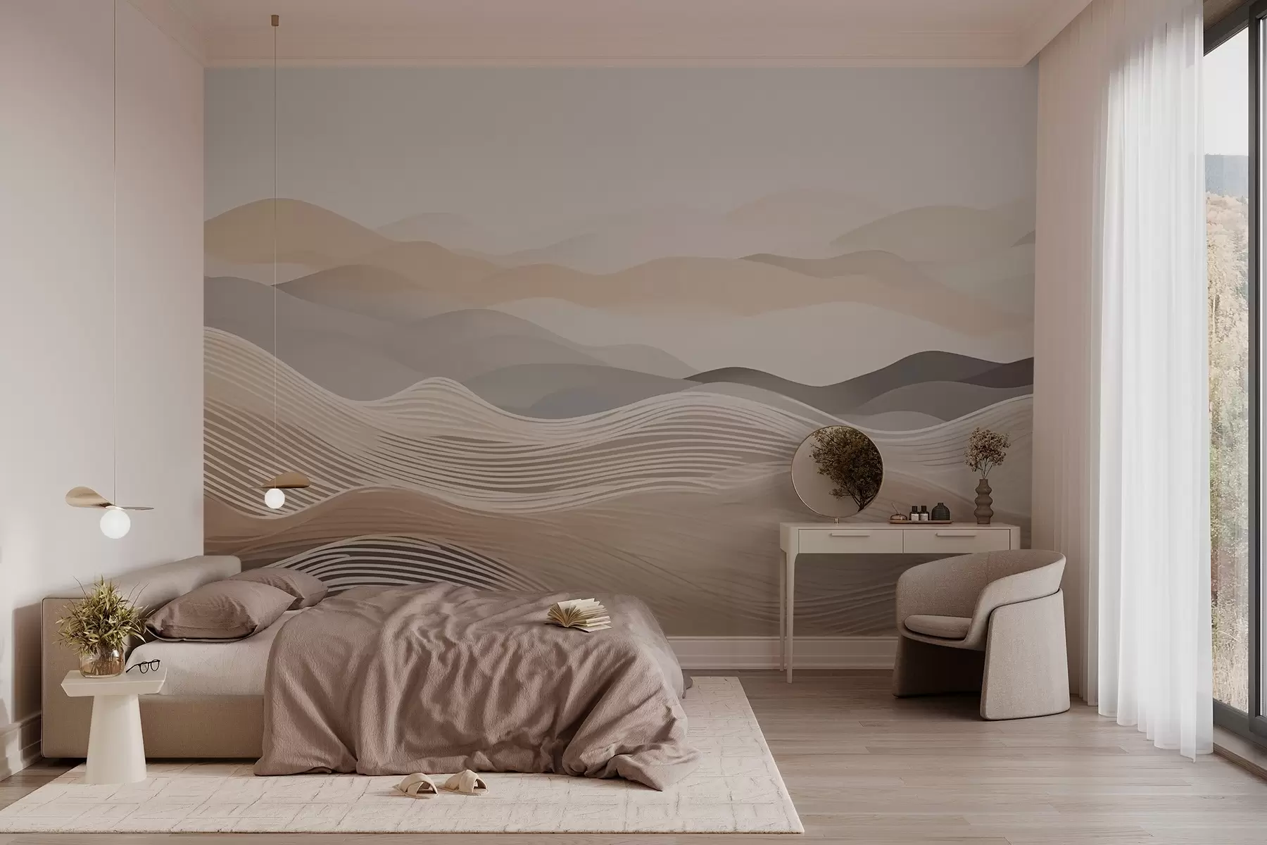 murais de parede Linhas abstratas em forma de ondas w03612