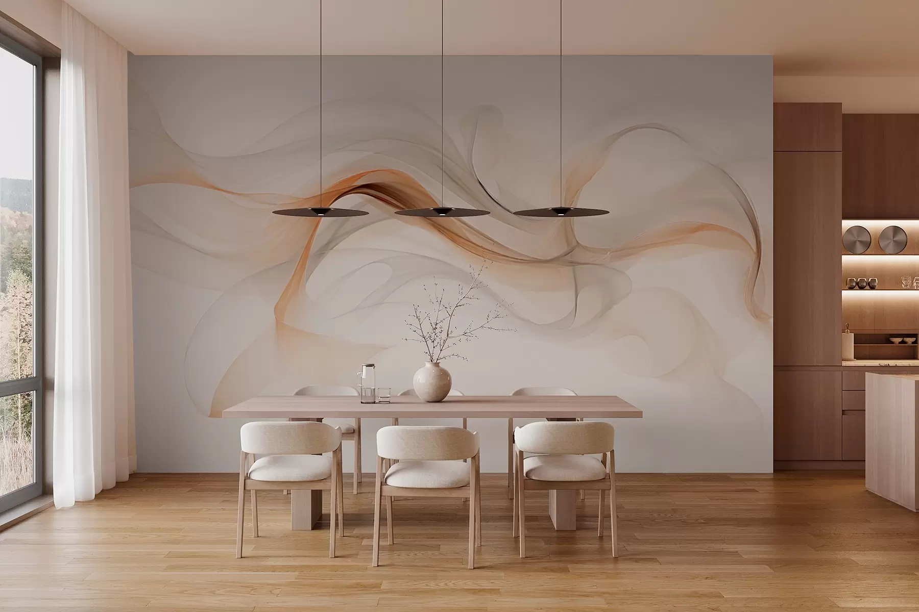 murais de parede Abstração com ondas suaves w03609