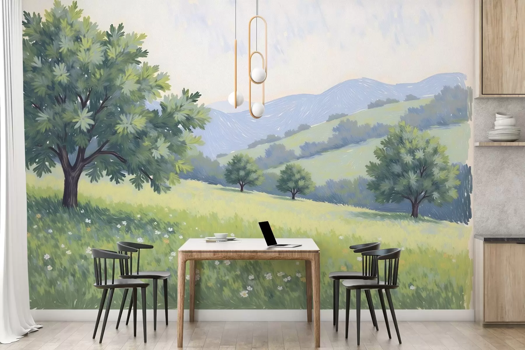 murais de parede Paisagem pintada em estilo a óleo w03656