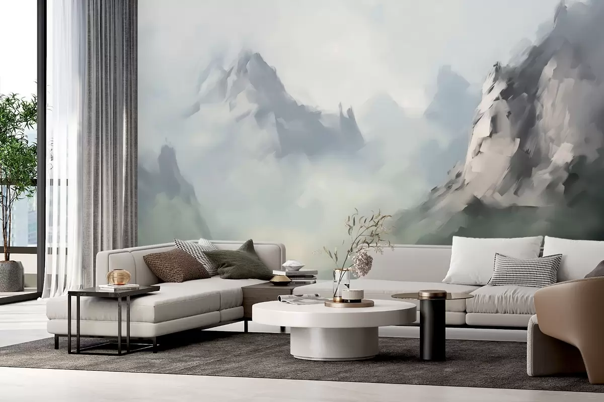 murais de parede Pintura de imitação de montanhas rochosas w03774