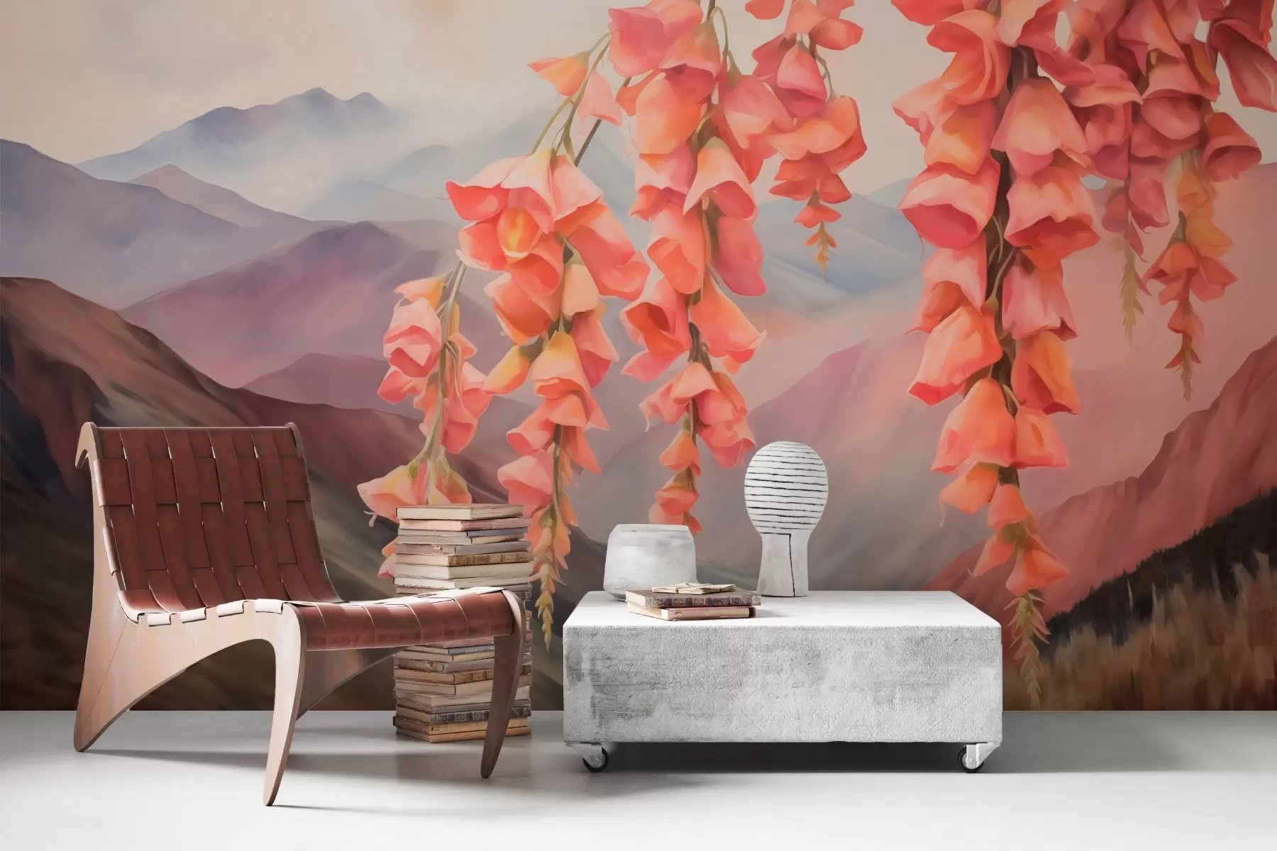 murais de parede Flores penduradas em um cenário de montanhas w03776