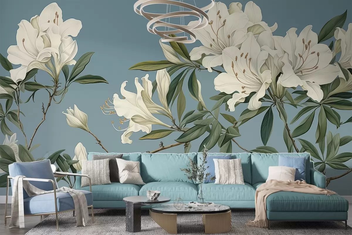 murais de parede Florescendo Harmony,Flores brancas, ramos w03786