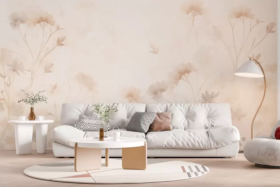 murais de parede Flores silvestres em tons pastéis em estilo aquarela w09037
