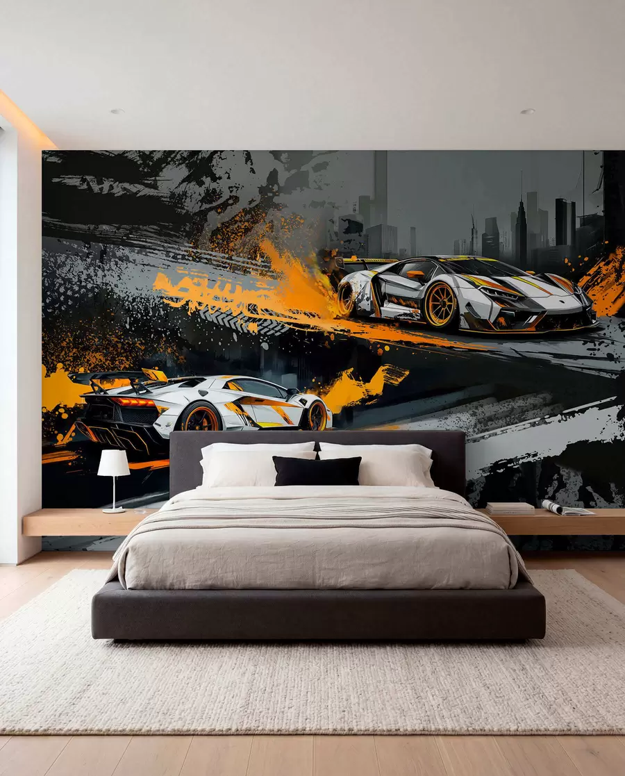 murais de parede carros esportivos dinâmicos, expressivos e no estilo Hard Grange w03721