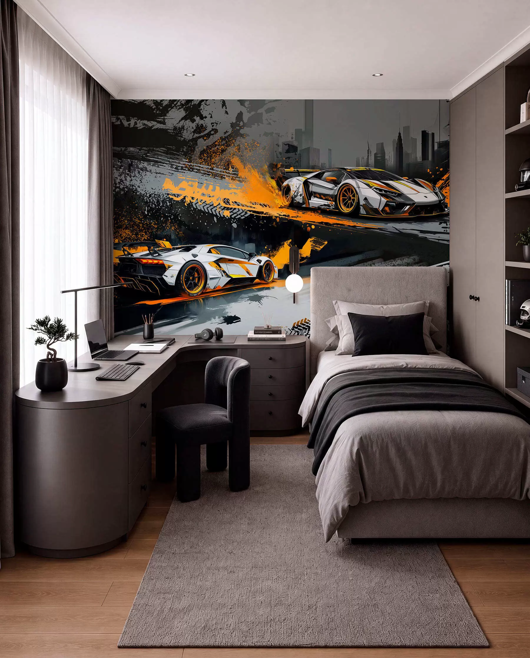 murais de parede carros esportivos dinâmicos, expressivos e no estilo Hard Grange w03721