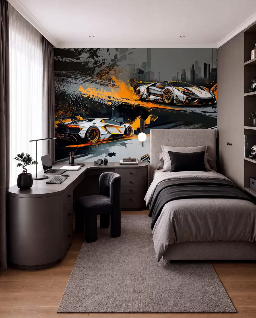 murais de parede carros esportivos dinâmicos, expressivos e no estilo Hard Grange w03721