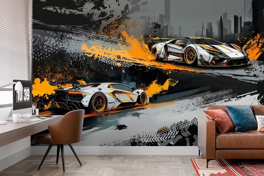 murais de parede carros esportivos dinâmicos, expressivos e no estilo Hard Grange w03721