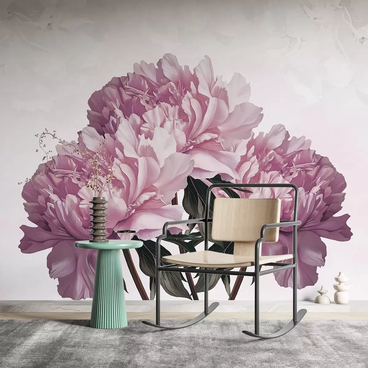 murais de parede Flores grandes e rosadas w03545v1