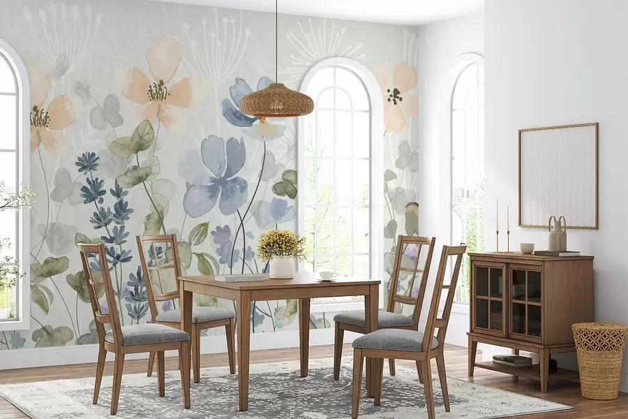 murais de parede Flores e plantas em estilo aquarela w03716