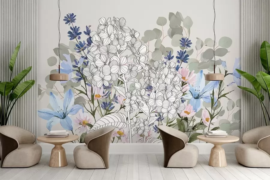 murais de parede Composição de diferentes flores w03858