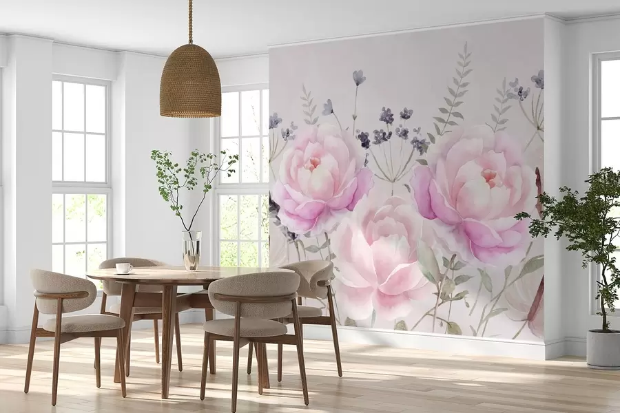 murais de parede Flores e plantas em estilo aquarela w03862