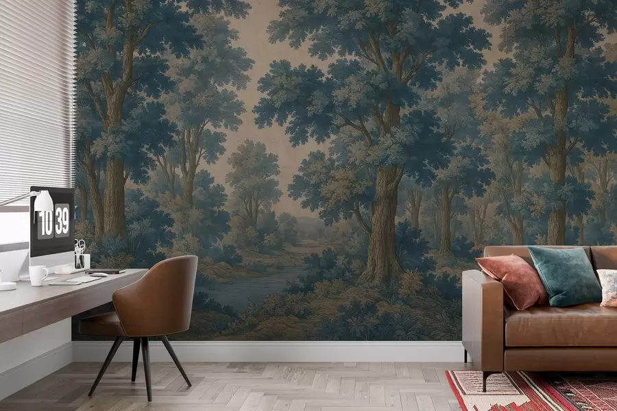 murais de parede Imagem moderna de uma floresta em estilo grunge w03822