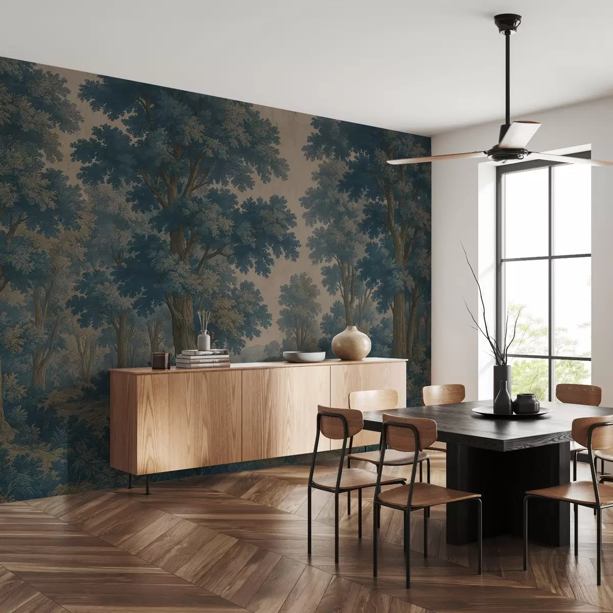 murais de parede Imagem moderna de uma floresta em estilo grunge w03822