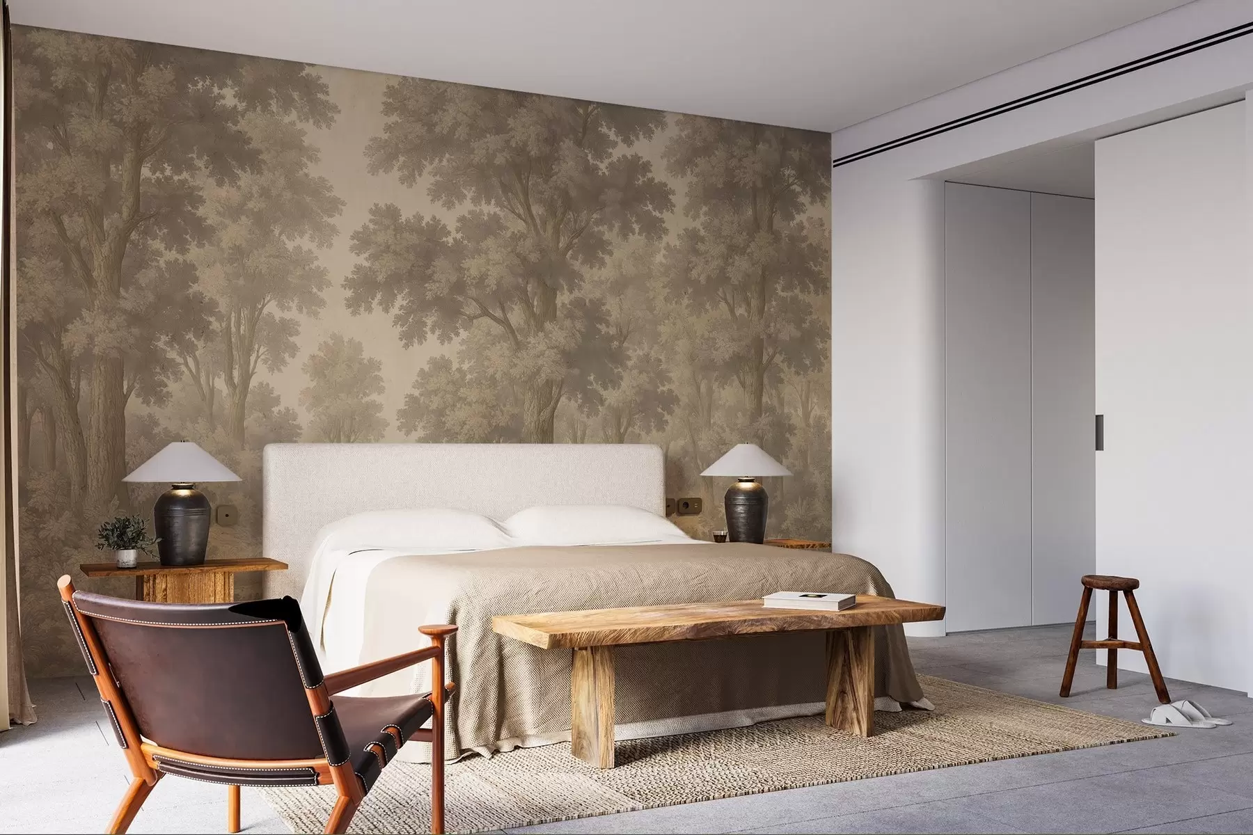 murais de parede Imagem moderna de uma floresta em estilo grunge w03822v2