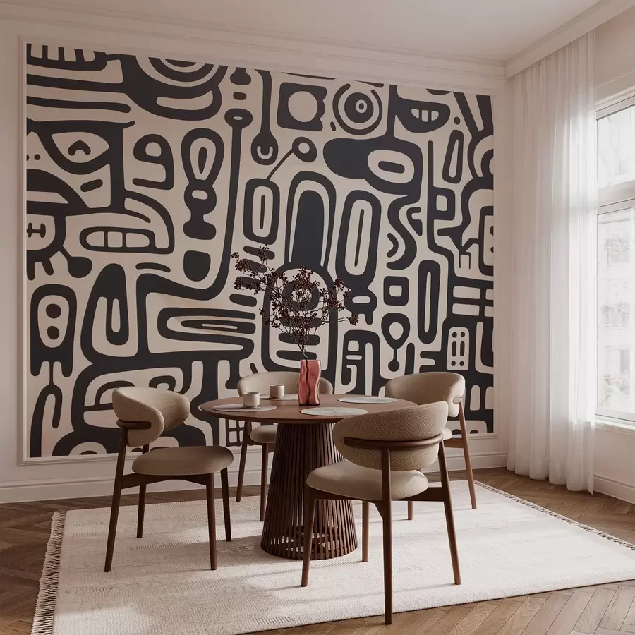 murais de parede Grafite cinza em um fundo bege w03834