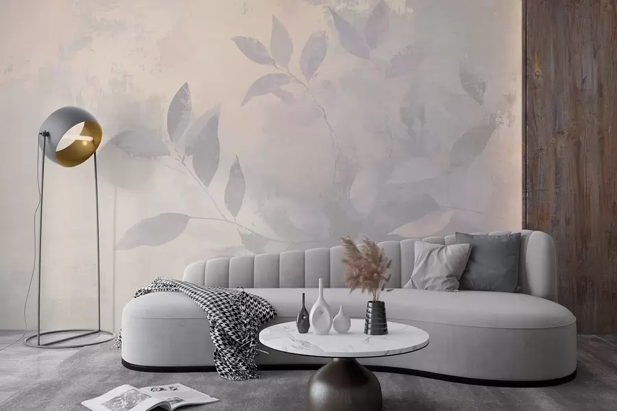 murais de parede Lindos galhos de árvores, cores bege suaves, abstração  w03882