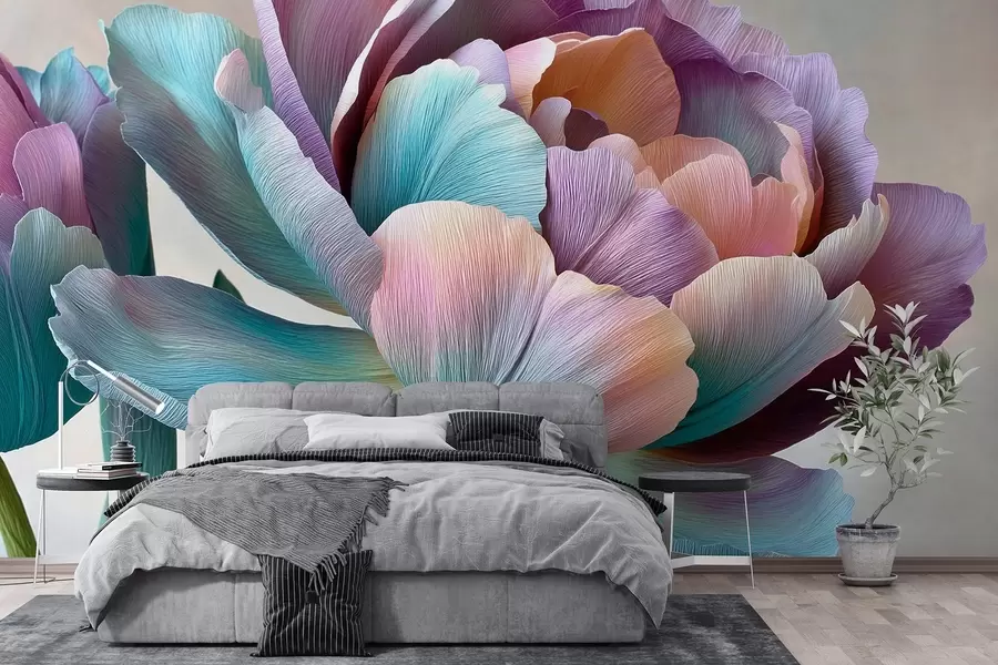murais de parede Flor colorida no estilo de papel crepom w09076