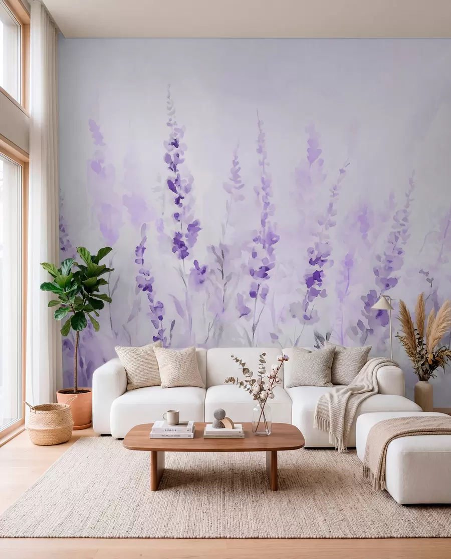 murais de parede Campo de lavanda vintage w09069v1