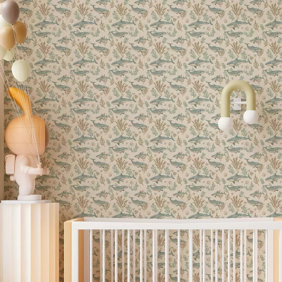 murais de parede Baleias em um fundo branco a00117