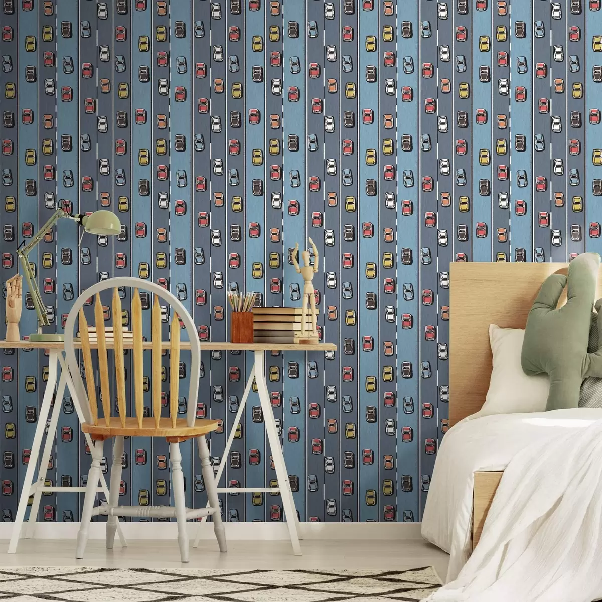 Papel de parede Carro retrô na estrada no estilo dos anos 60 a00118v1