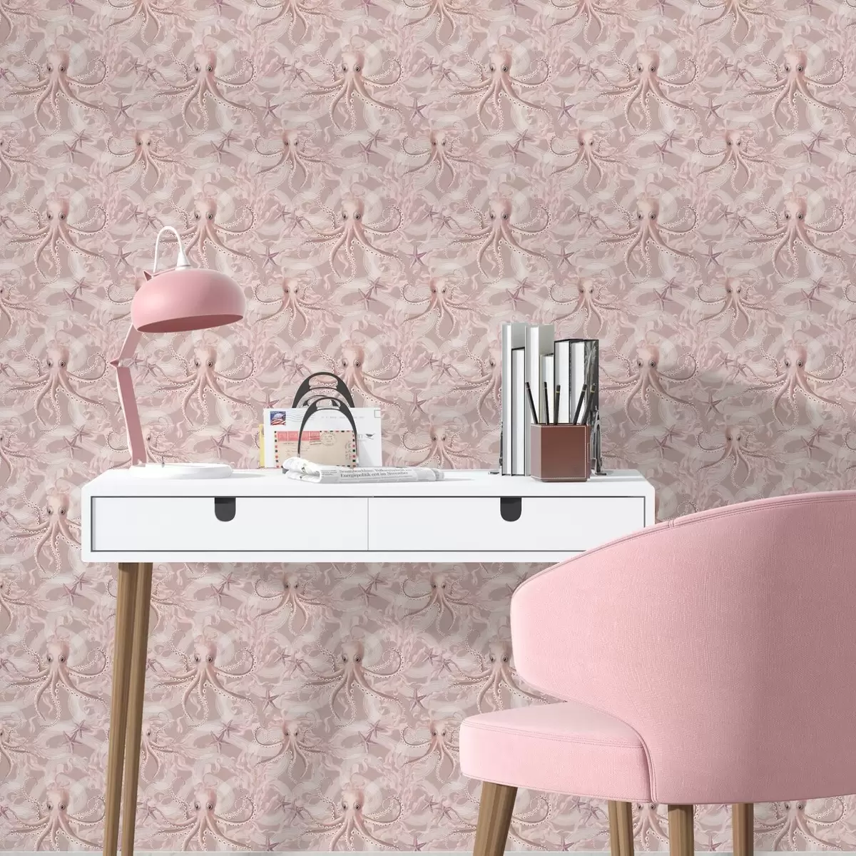 Papel de parede Polvos em um fundo rosa a00120