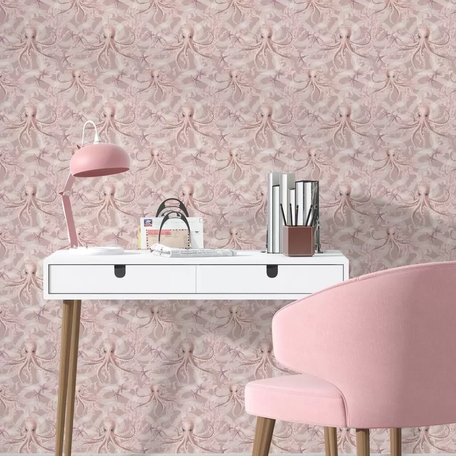 murais de parede Polvos em um fundo rosa a00120