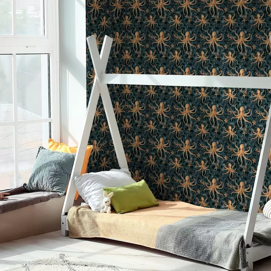 murais de parede Polvos em um fundo azul escuro a00120v1