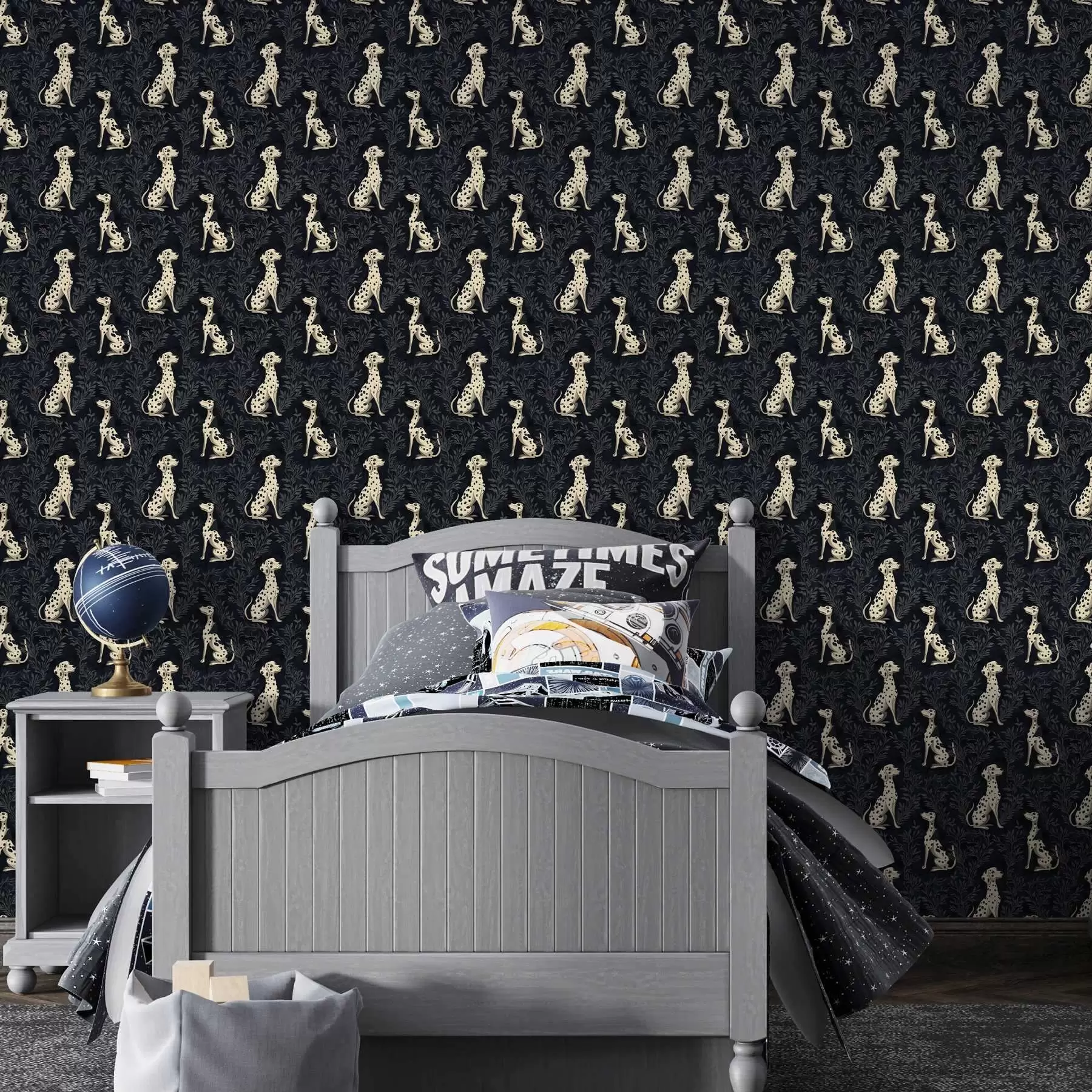 murais de parede Dálmatas em um fundo escuro a00121