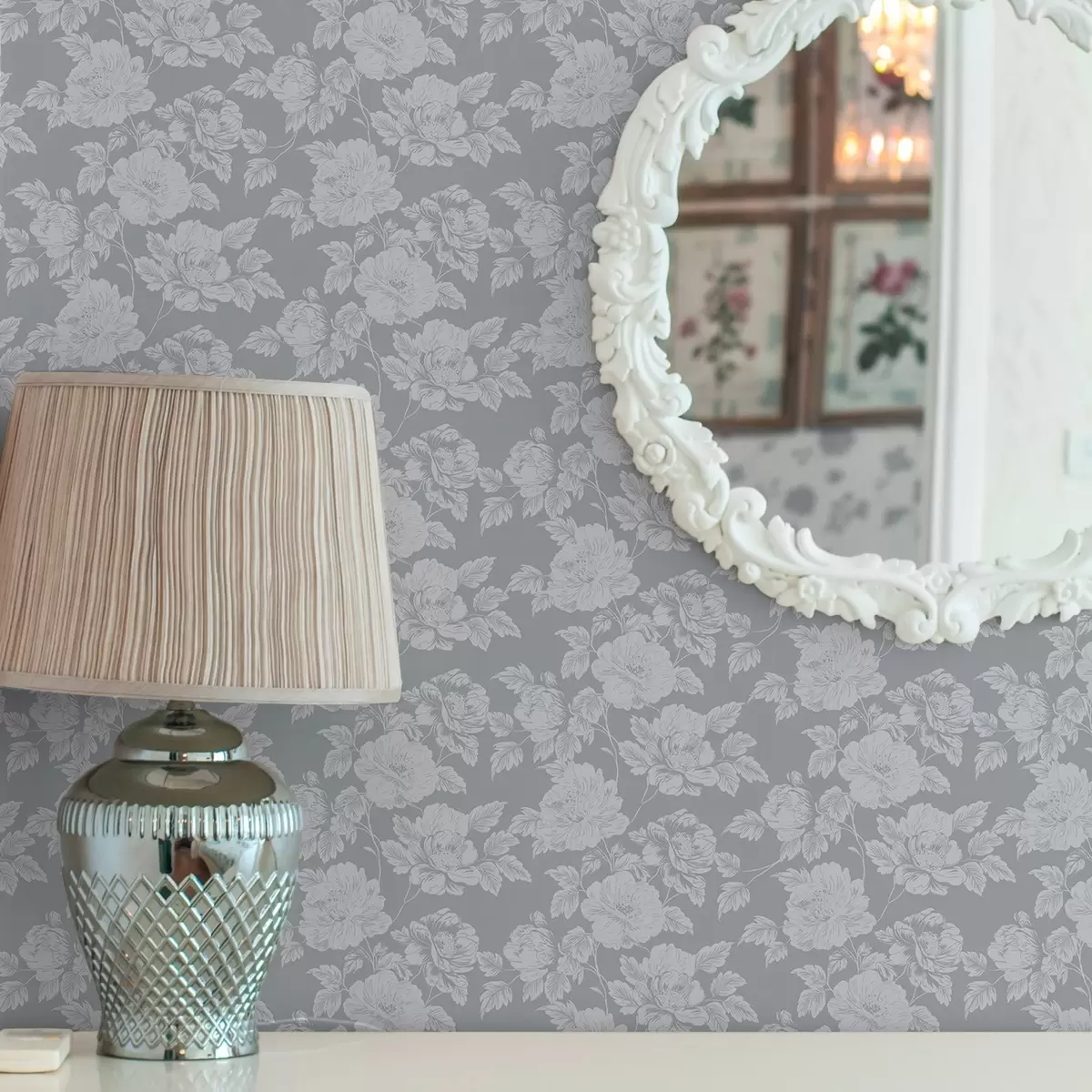 Papel de parede Flores claras em um fundo cinza a00129v1