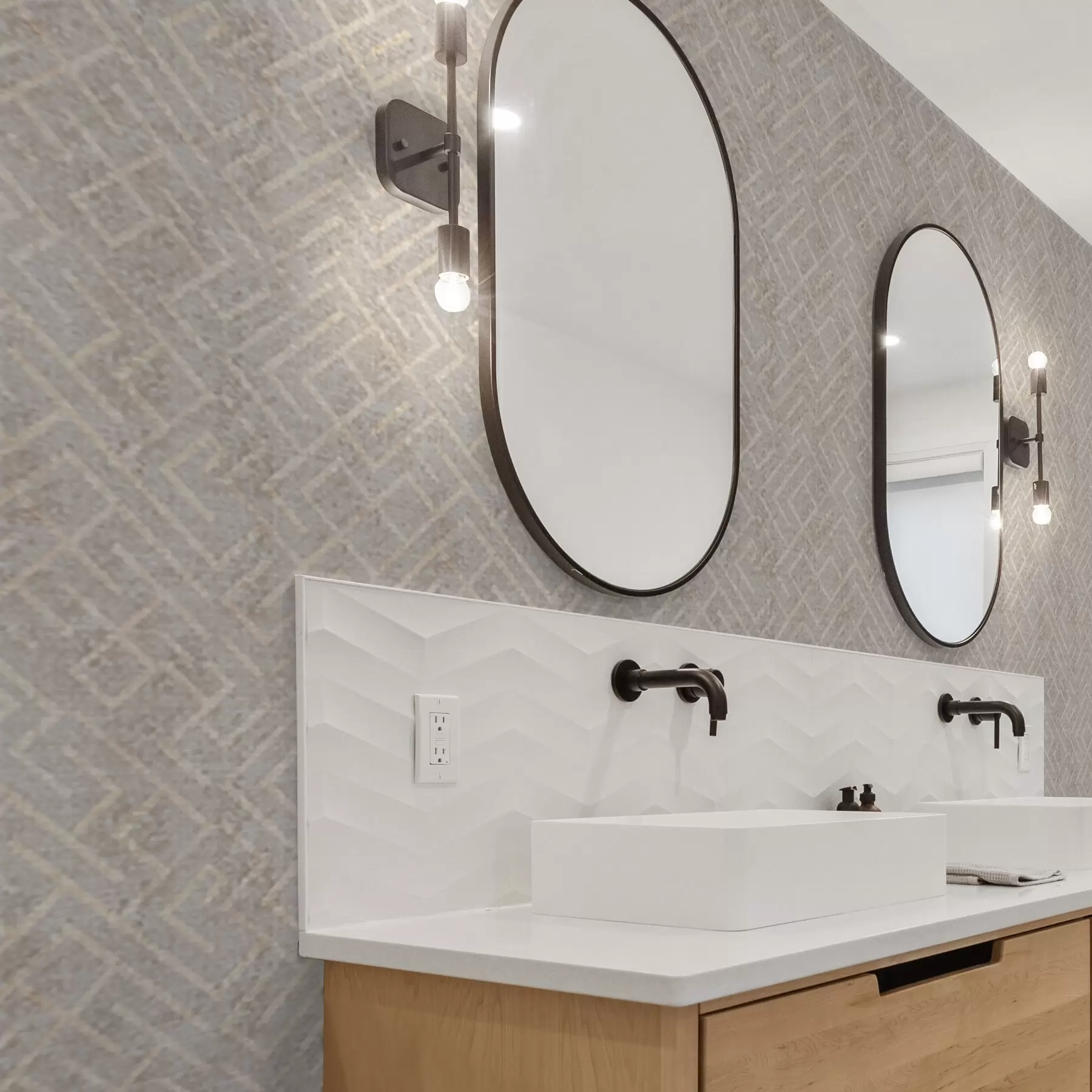 murais de parede Padrão retrô em um fundo cinza e bege a00142