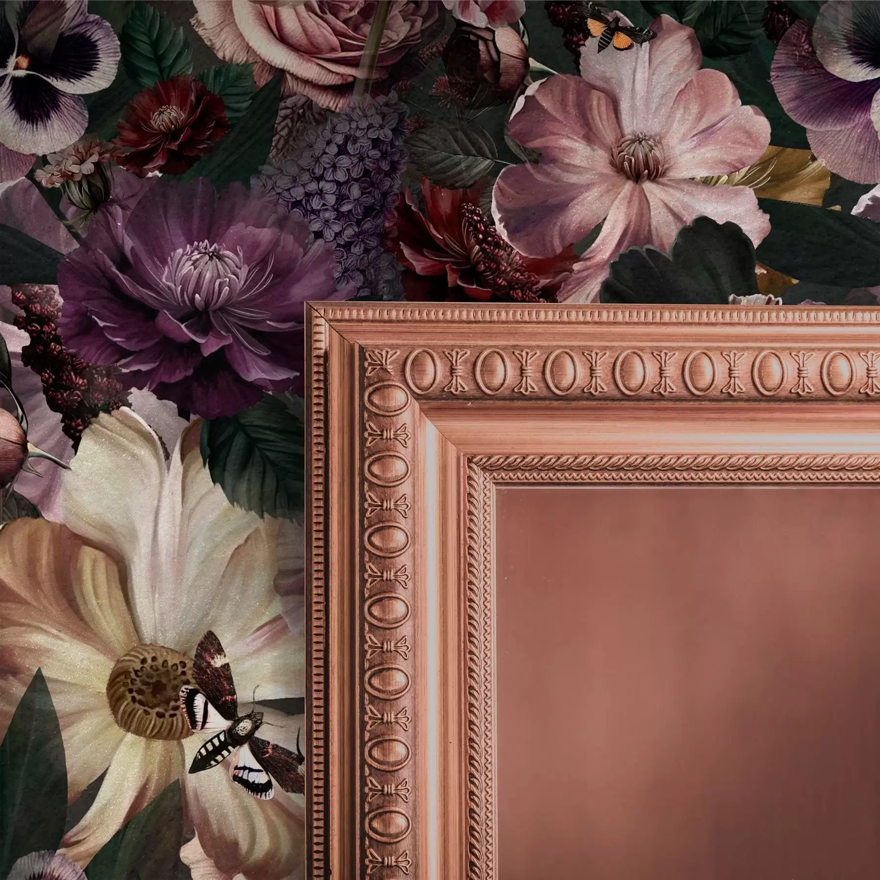 murais de parede Estampa floral artística em cores escuras a00147