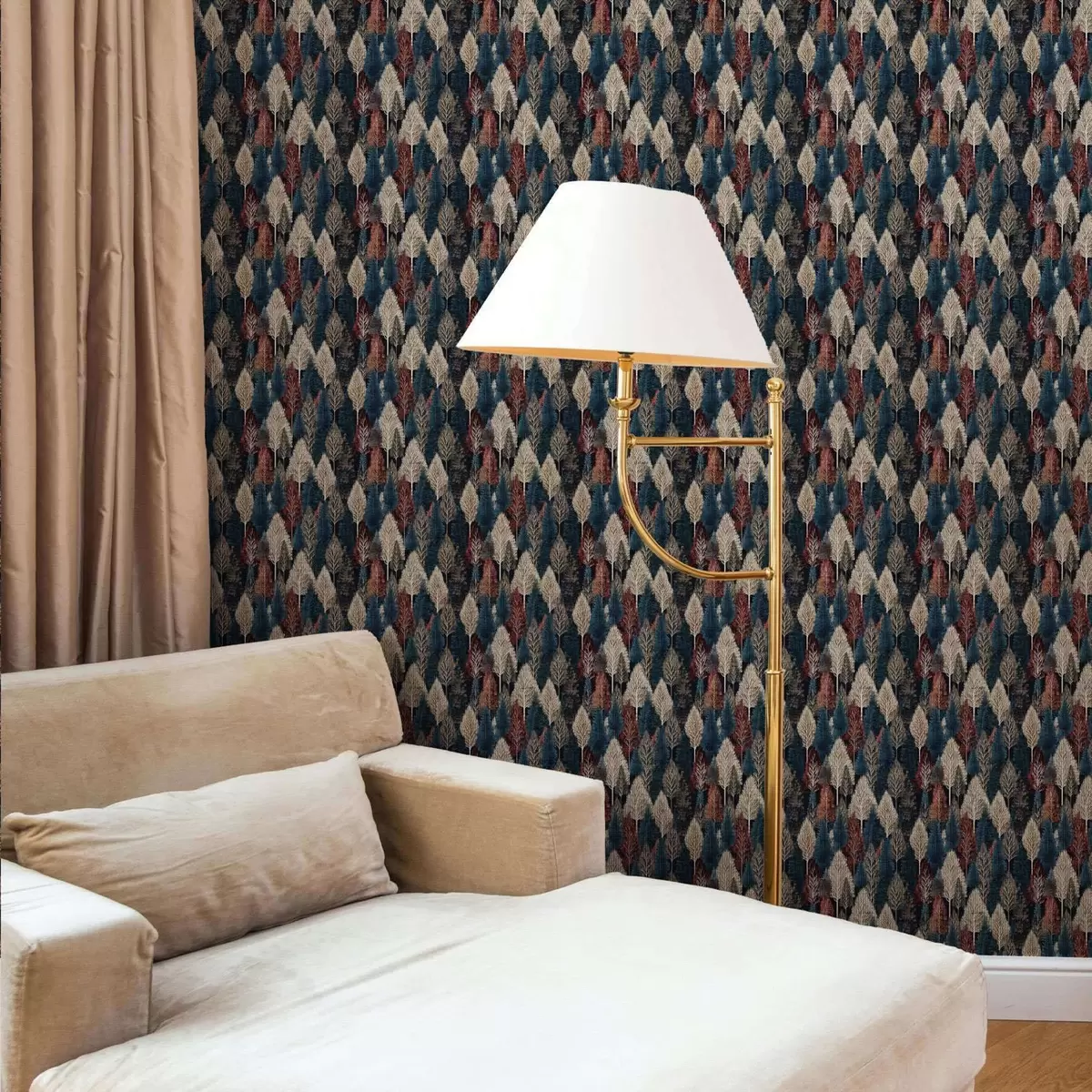 Papel de parede Floresta abstrata com árvores em um fundo azul escuro a00150