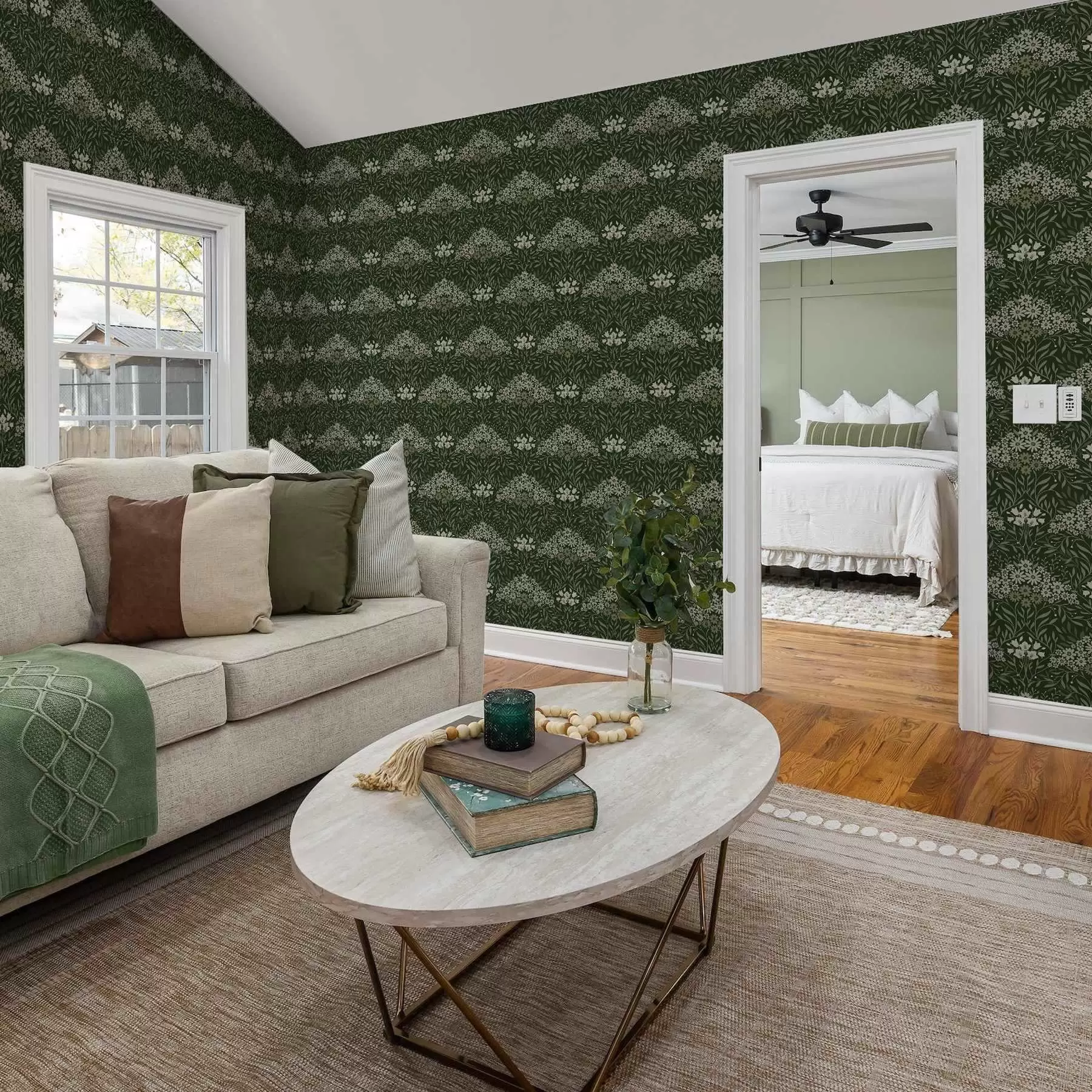 murais de parede Simetria floral com flores em um fundo escuro a00153