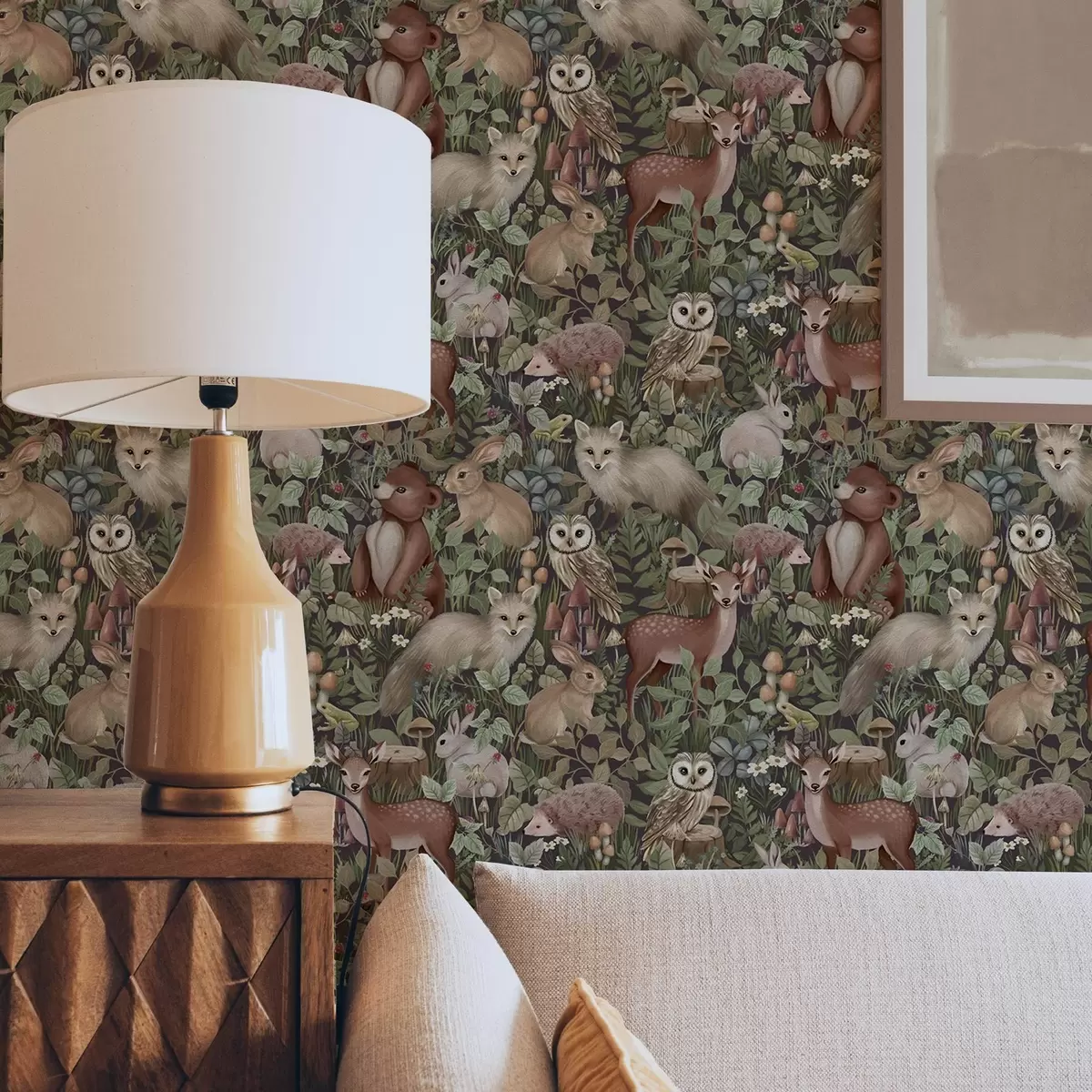 Papel de parede Animais da floresta em estilo de conto de fadas a00156