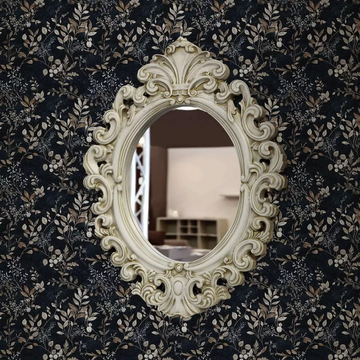 Papel de parede Estampa floral clássica em cores claras sobre um fundo escuro a00166v2