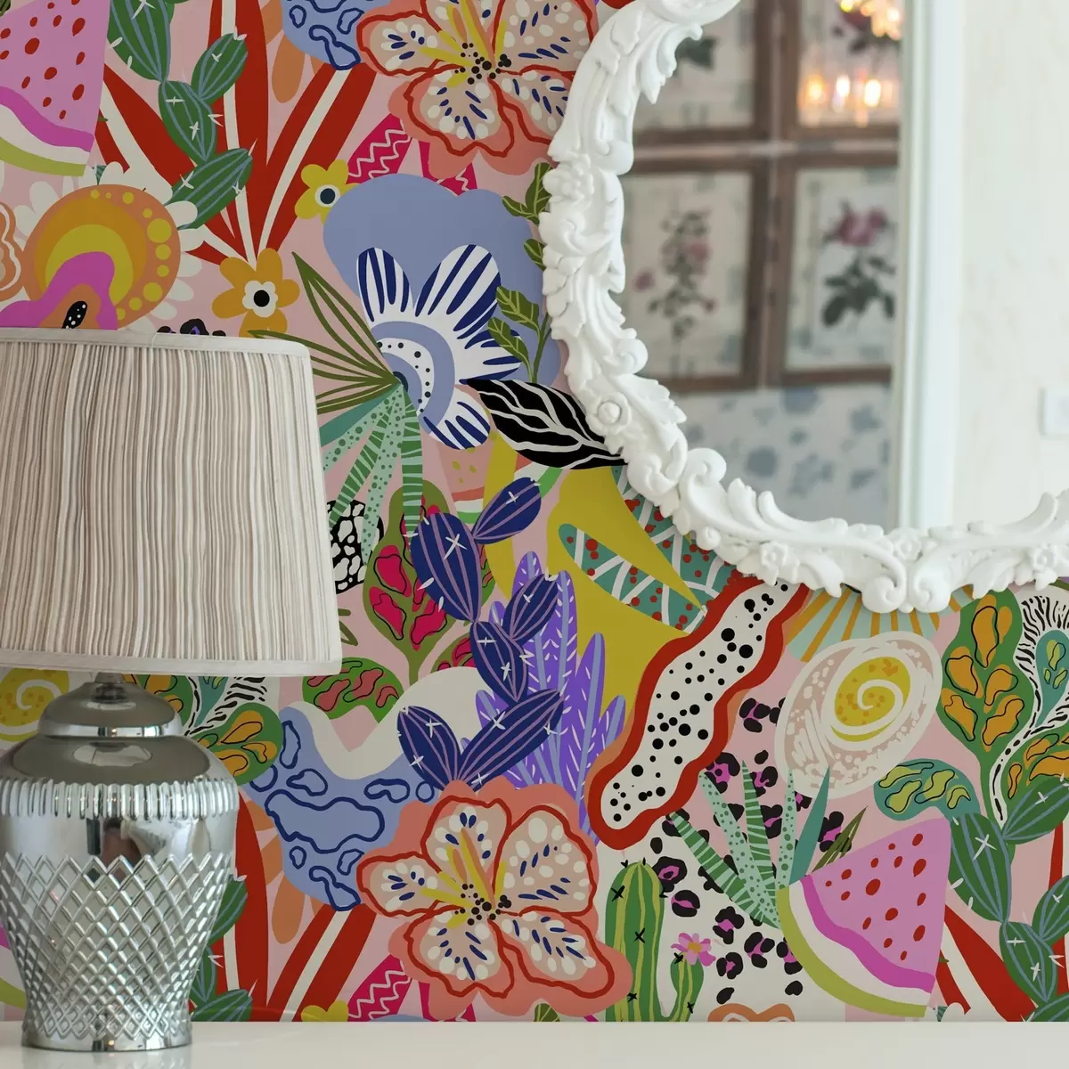 Papel de parede Estampa floral abstrata em estilo pop art a00167