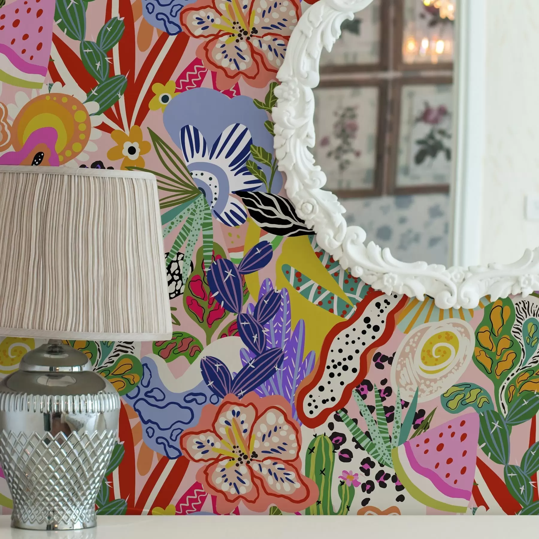 murais de parede Estampa floral abstrata em estilo pop art a00167