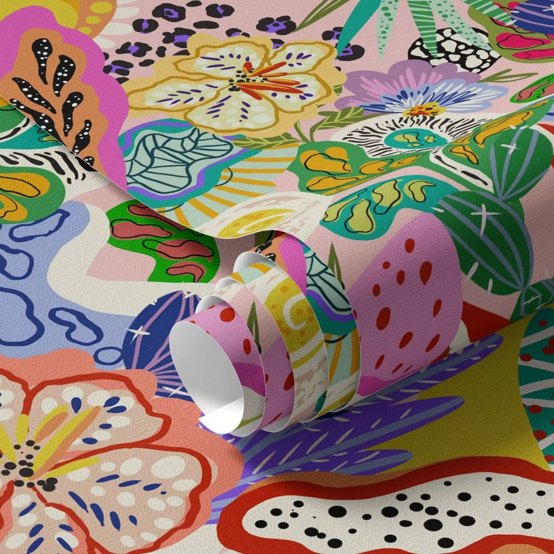 murais de parede Estampa floral abstrata em estilo pop art a00167