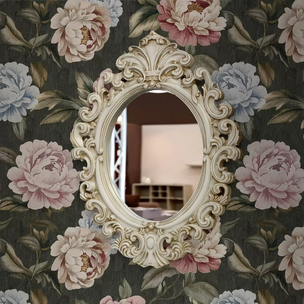 Papel de parede Peônias em um fundo verde escuro a00106