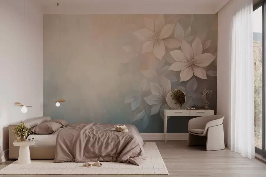 murais de parede flores elegantes no estilo de pintura a óleo  w03770