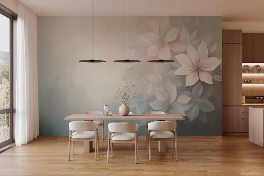 murais de parede flores elegantes no estilo de pintura a óleo  w03770