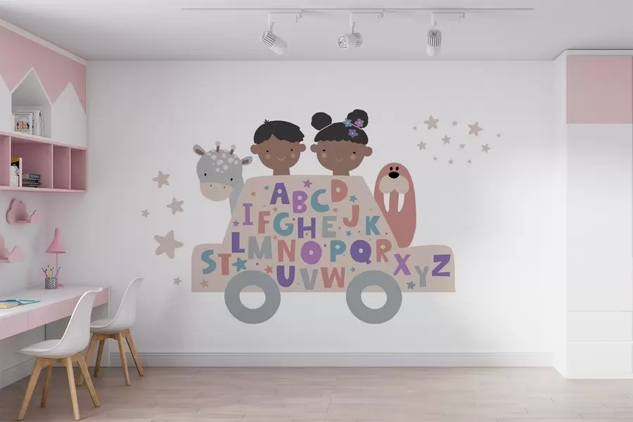 murais de parede Crianças e o alfabeto w03934v5