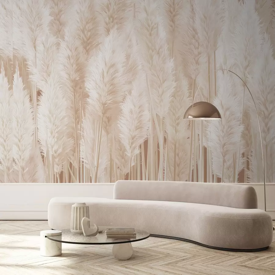 murais de parede Grama dos pampas em tons de bege w09126
