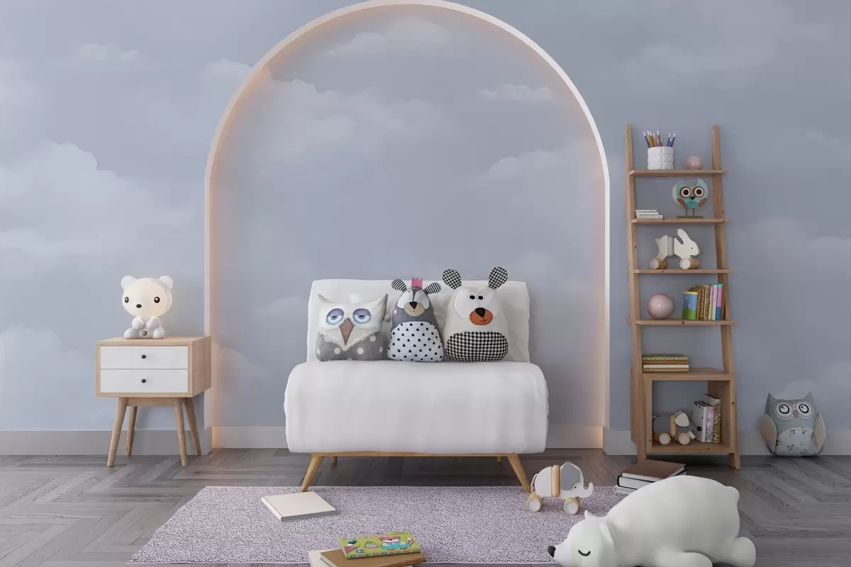 murais de parede Nuvens azuis em técnica de aquarela clara w03994v1