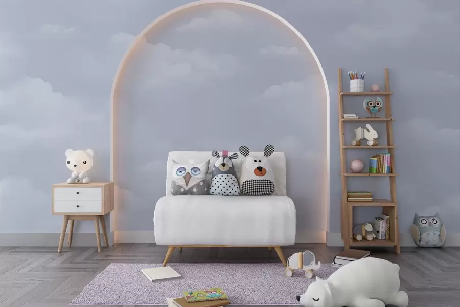 murais de parede Nuvens azuis em técnica de aquarela clara w03994v1