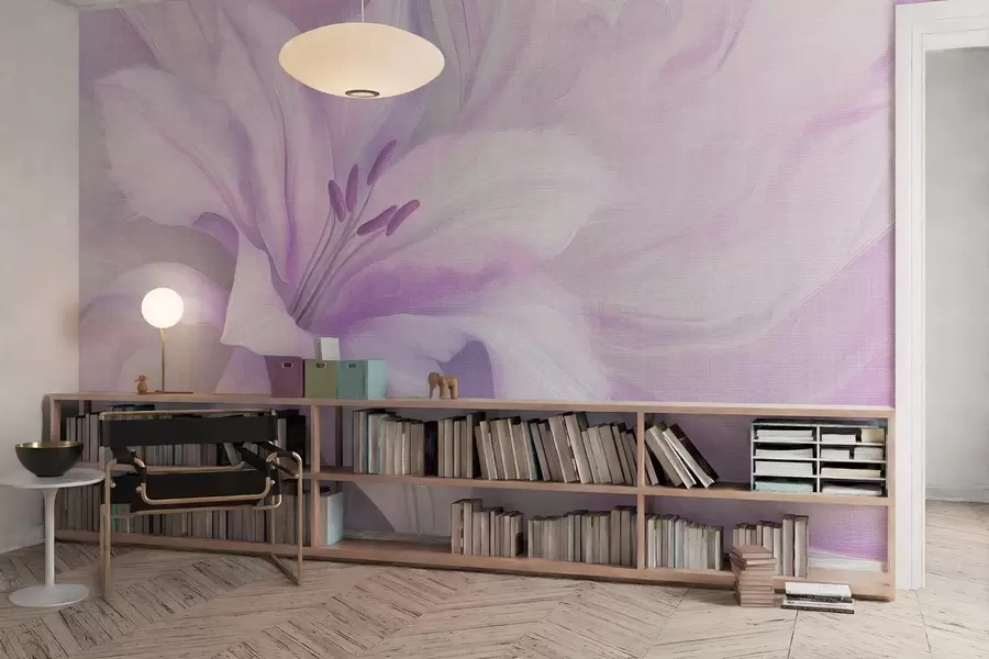 murais de parede Flor de lírio abstração fluida, floral, cores roxas w04006v1