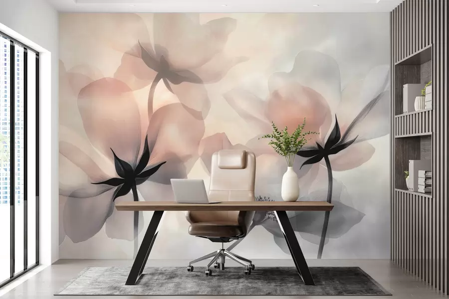 murais de parede Flores grandes abstratas w04010